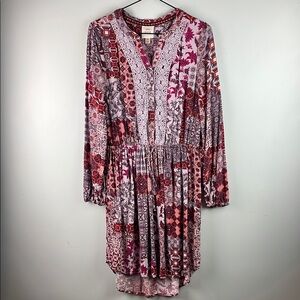 Knox Rose Bohemian Floral Long Sleeve Dress Size M